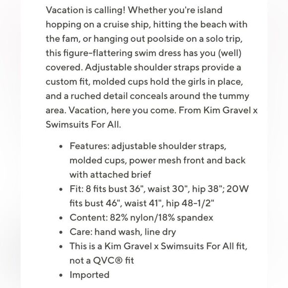 New Kim Gravel Swimsuits For All Polka Dot Swim Dress Sz 18 - Picture 8 of 8